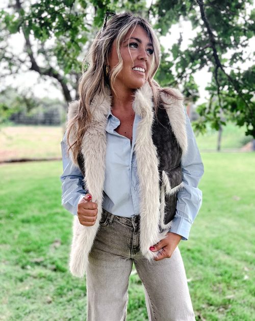 Frenchy Fur Vest Taupe