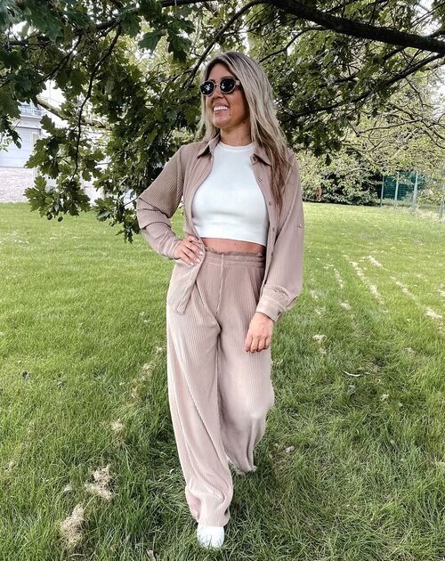 Frenchy Wide Pants Taupe