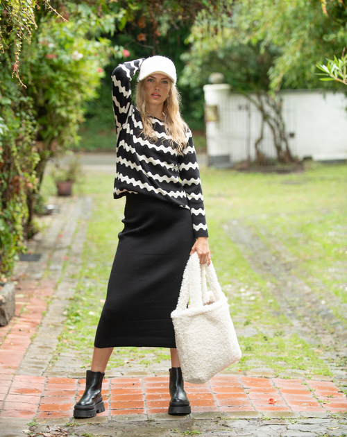 EMOI Pullover Striped Black / Beige