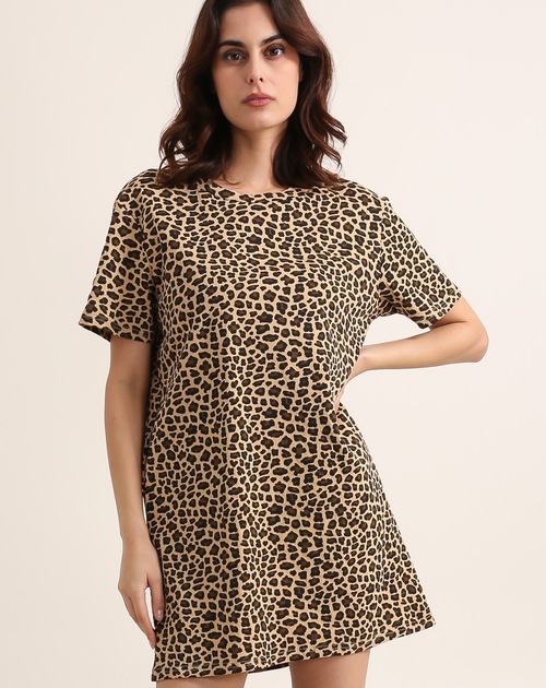 jurk animalprint korte mouw