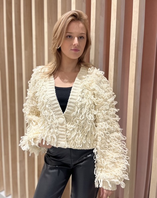 Gilet off-white krullen