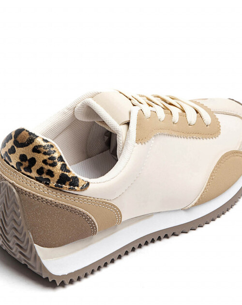 Sneaker beige met hiel leopard - 2