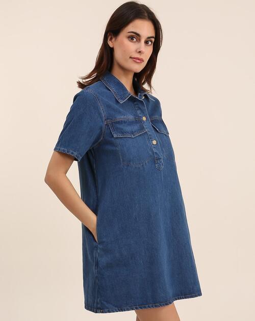 Denim jurk korte mouw